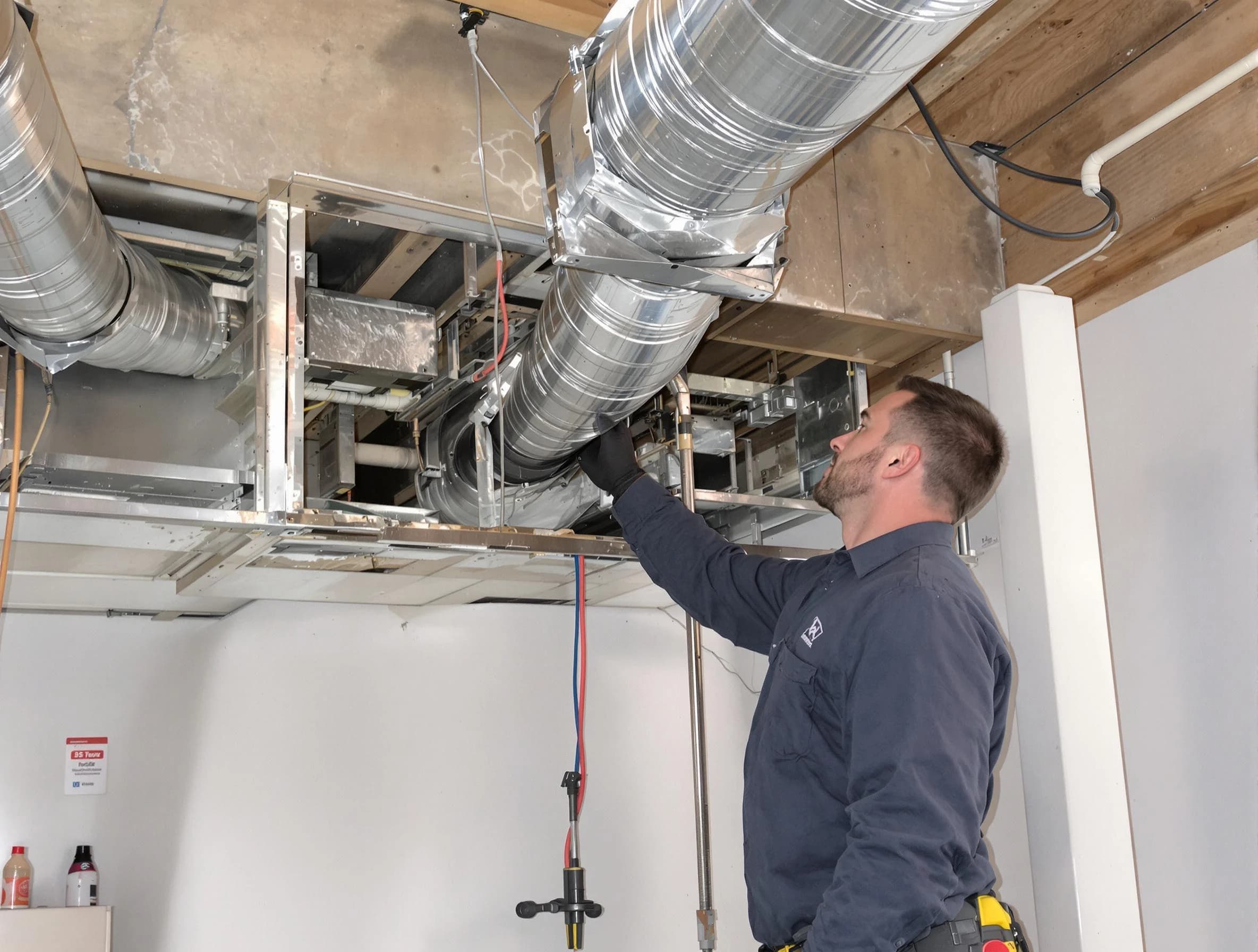White Bluff Air Duct Cleaning technician performing professional air duct repair using specialized tools in White Bluff