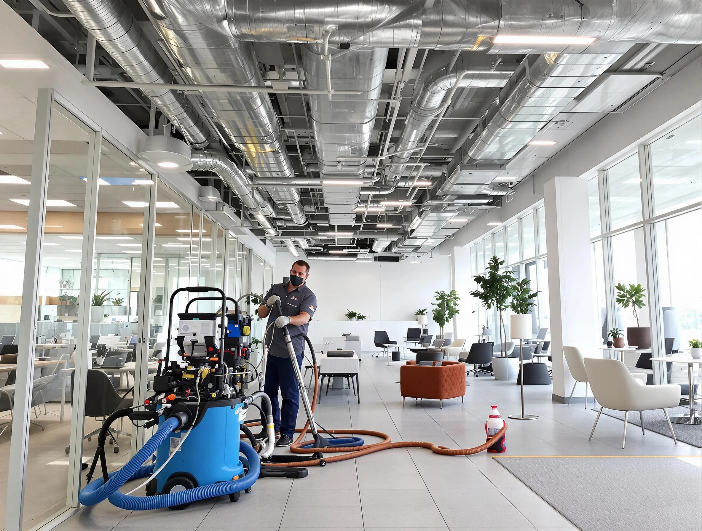 White Bluff Air Duct Cleaning team conducting comprehensive commercial duct cleaning at a business location in White Bluff