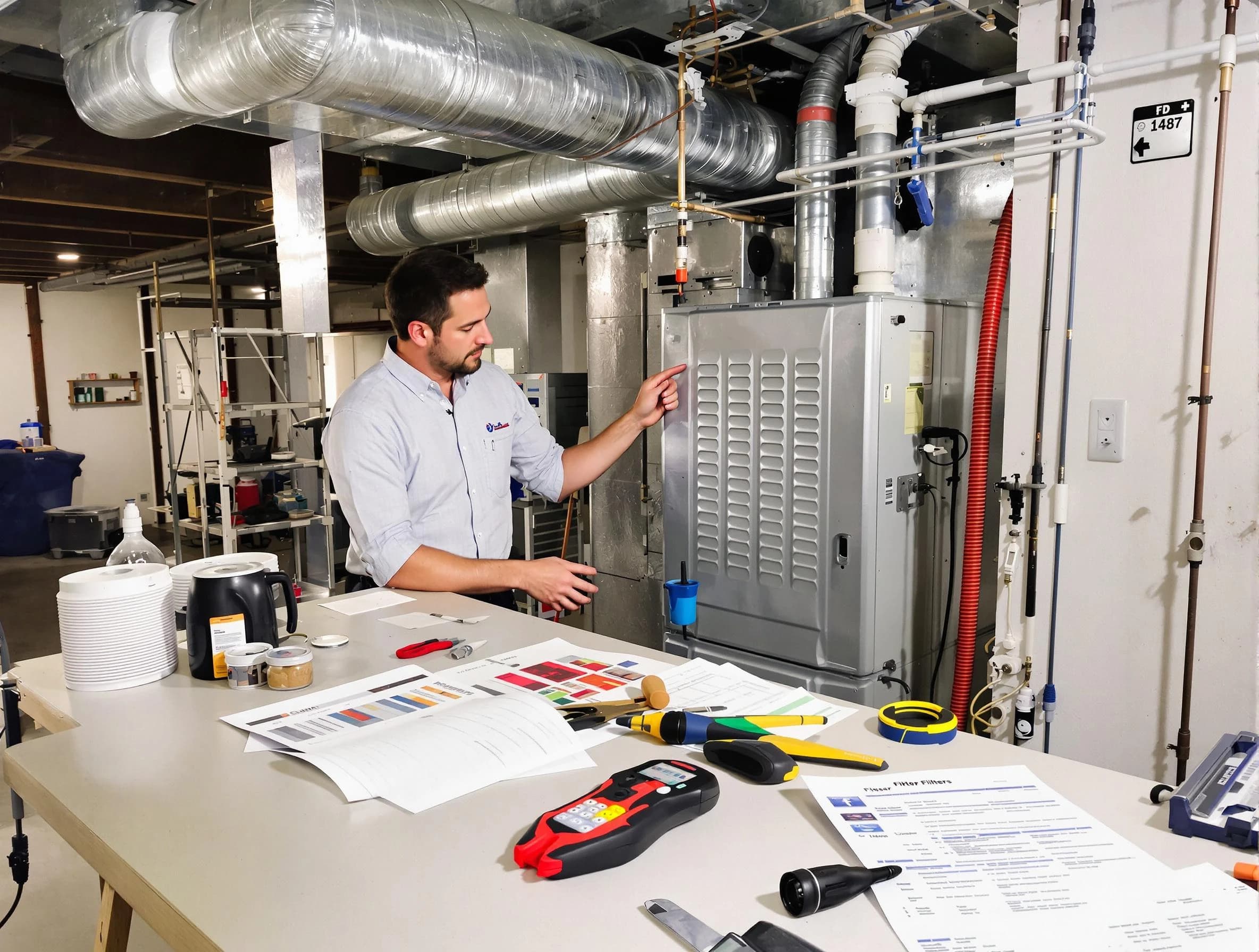 White Bluff Air Duct Cleaning inspector conducting detailed filter system evaluation using professional diagnostic tools in White Bluff