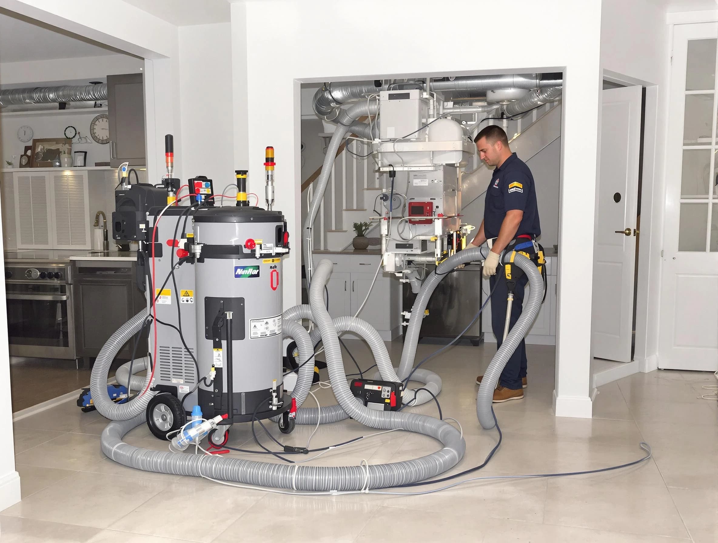 White Bluff Air Duct Cleaning technician operating negative pressure cleaning equipment for thorough duct maintenance in White Bluff